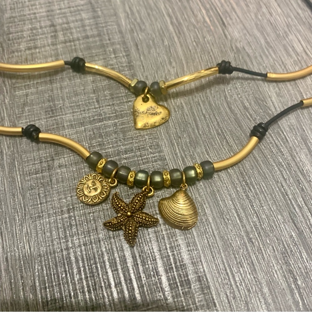 Lizzy James leather cord, beach themed wrap bracelet/ necklace. New without tag